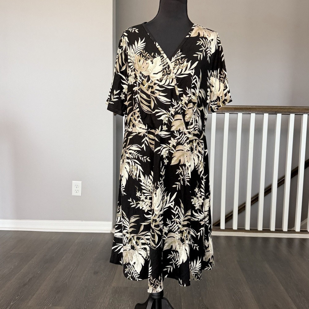 NWT 41 Hawthorn Elisse Knit Surplice Faux Wrap Dress 1X Cottage Office Resort